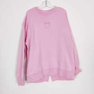 Zara Kid's Sweatshirt in Pink Size 8-9 Heart Print 100% Cotton